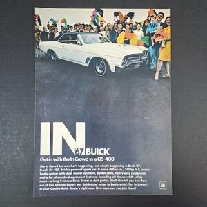 1966 '67 Buick GS-400‎ Sports Car Vintage Print Ad In Crowd Kites Flags Mancave